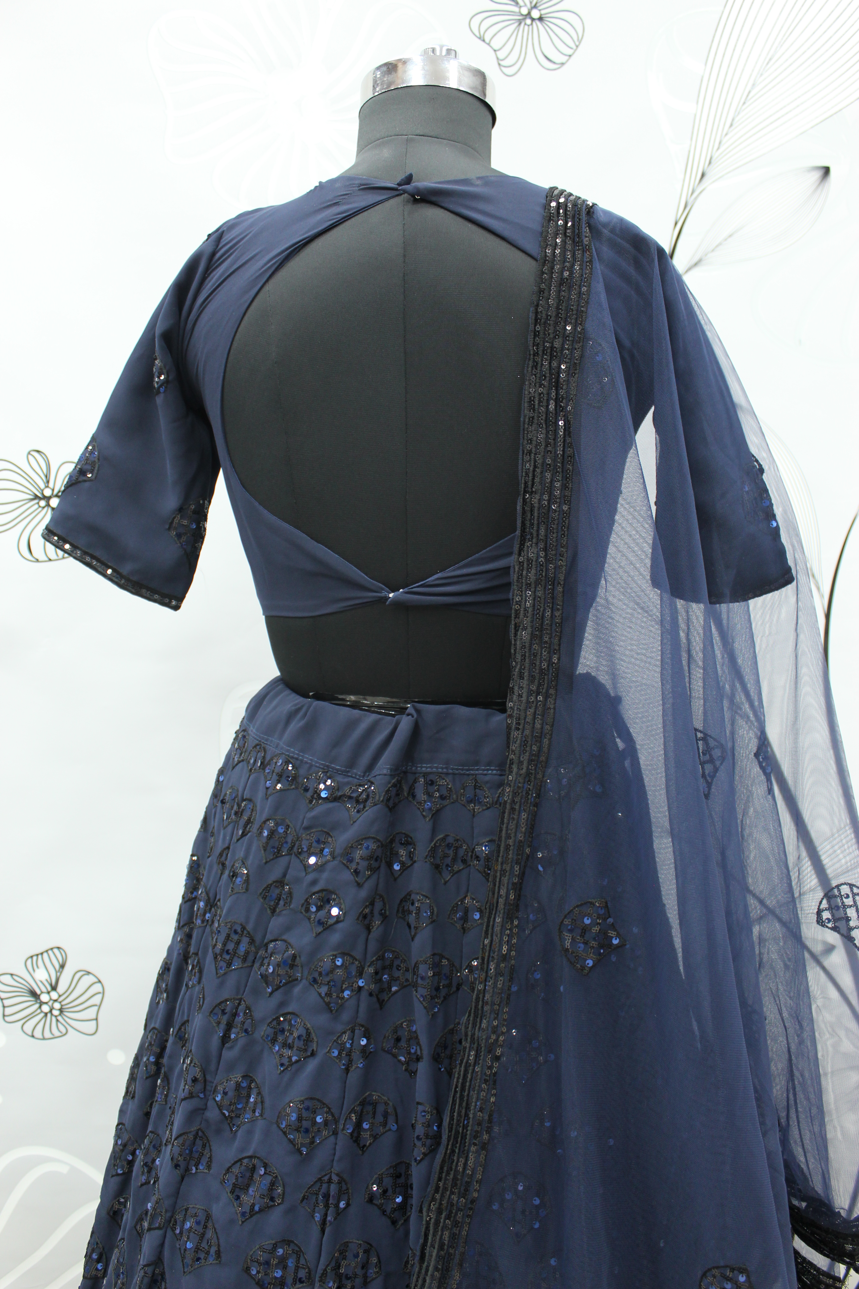 Navy blue designer blue lehenga choli with heavy sequence work